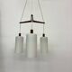 Mid-century design pendant lamp teak and opaline glass , 1970s