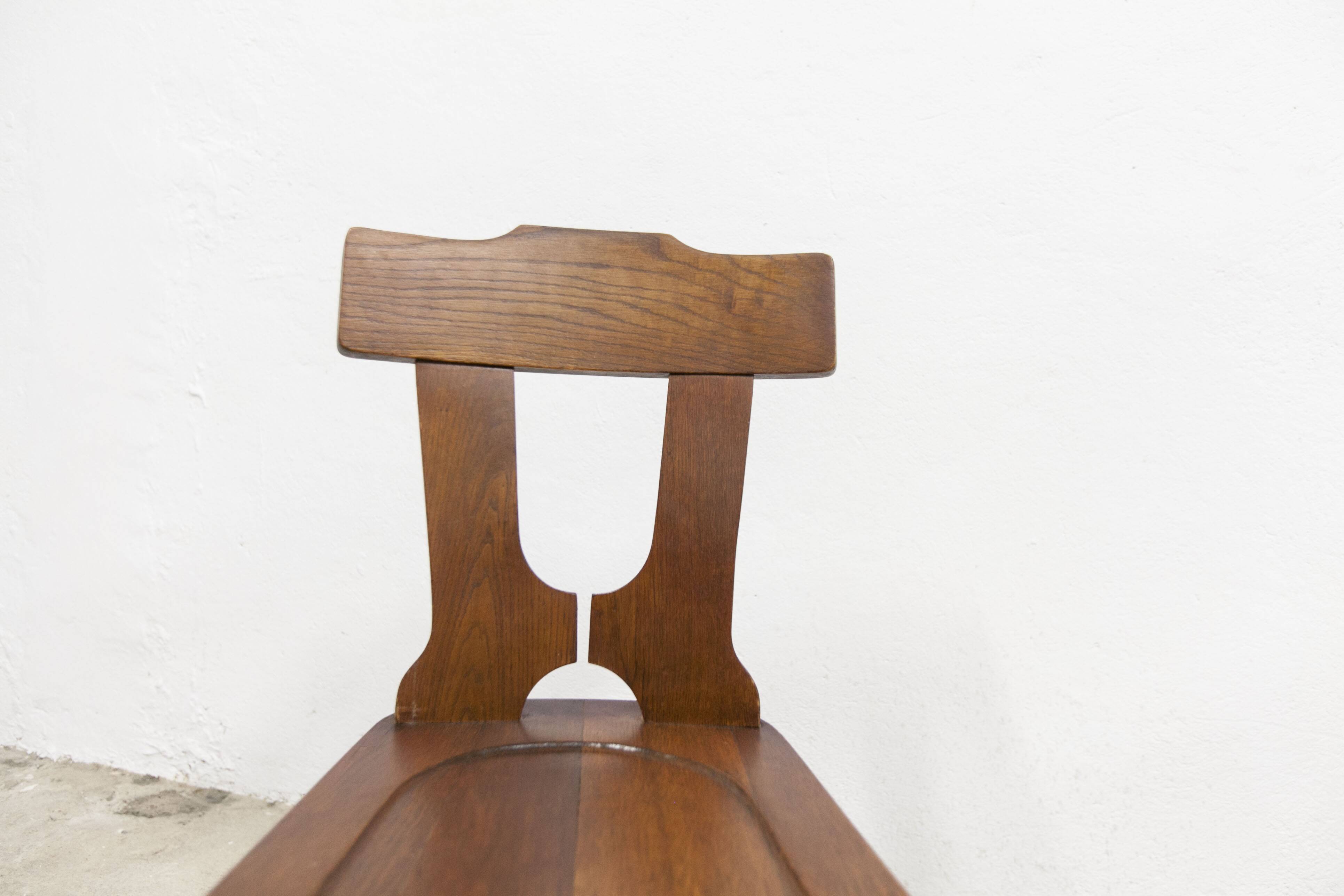 Chaise brutaliste 1960 bois massif
