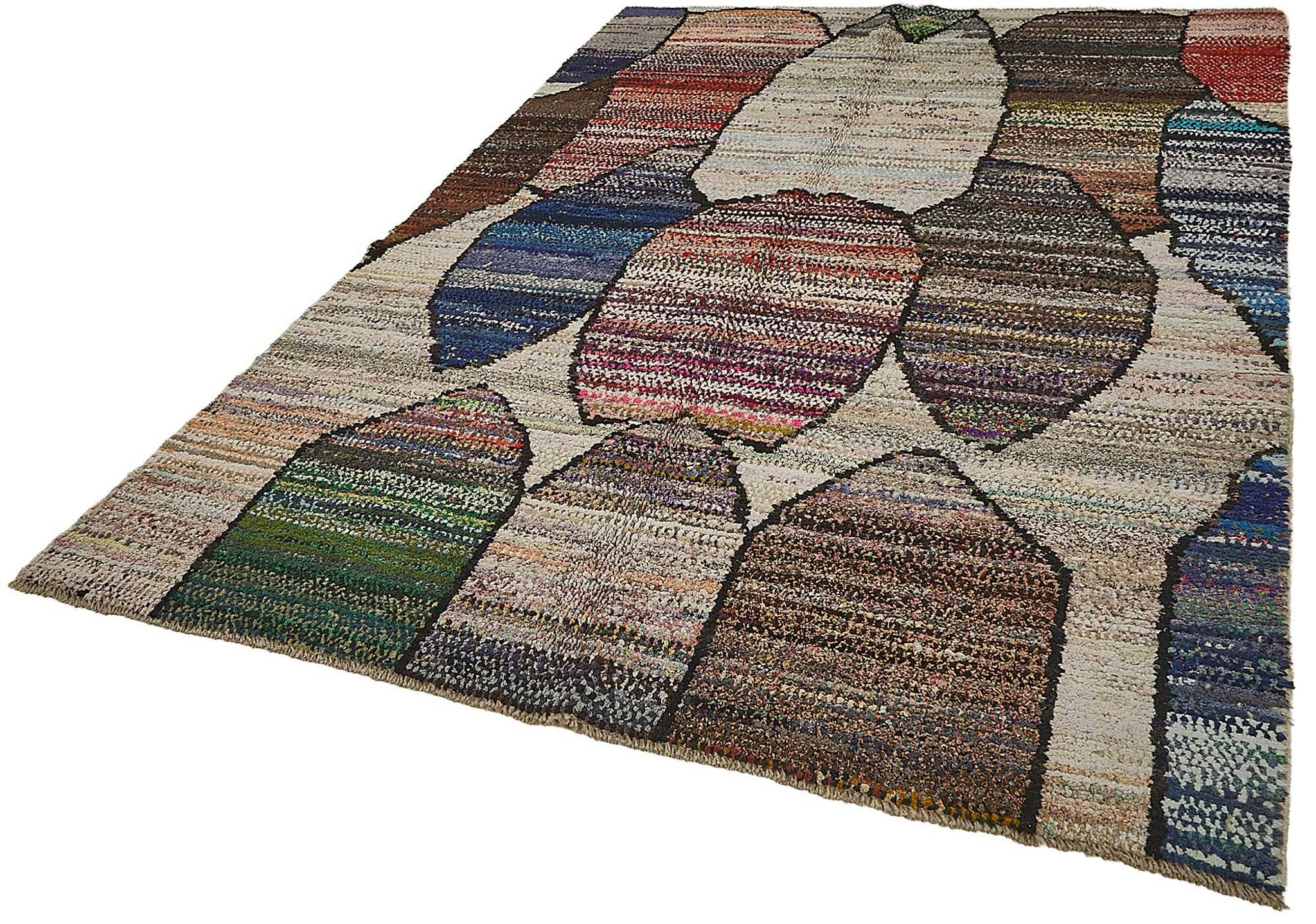 Tapis boho recyclé turc fait main 187 cm x 260 cm