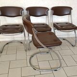 Set of 4 chrome tubular chairs design 1970