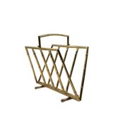 Hollywood regency bamboo-effect brass magazine rack, Montagnani, Italy 1970