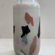 Blown opaline glass vase with coloured inclusions