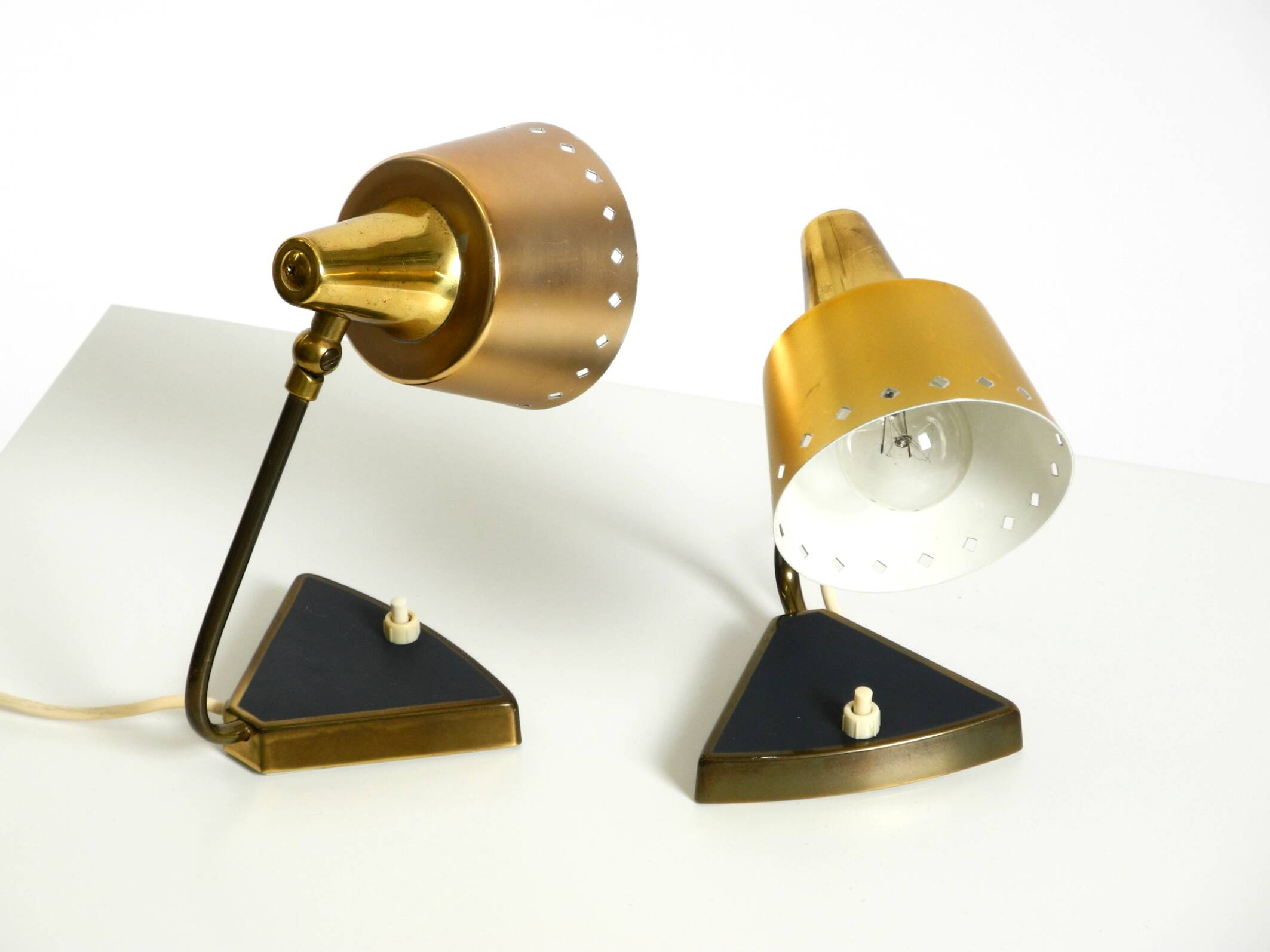 Two beautiful rare Mid Century Modern brass table lamps