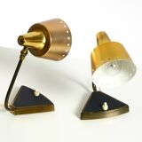Two beautiful rare Mid Century Modern brass table lamps
