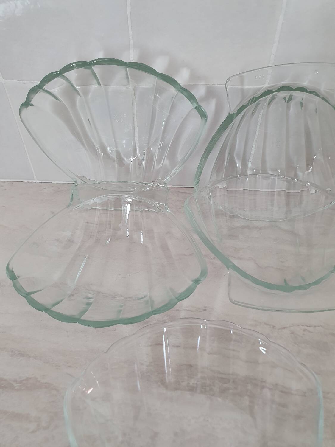 Glass scallop bowls