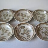 Set of 6 old Longchamp soup plates in ceramic/stoneware with floral decoration