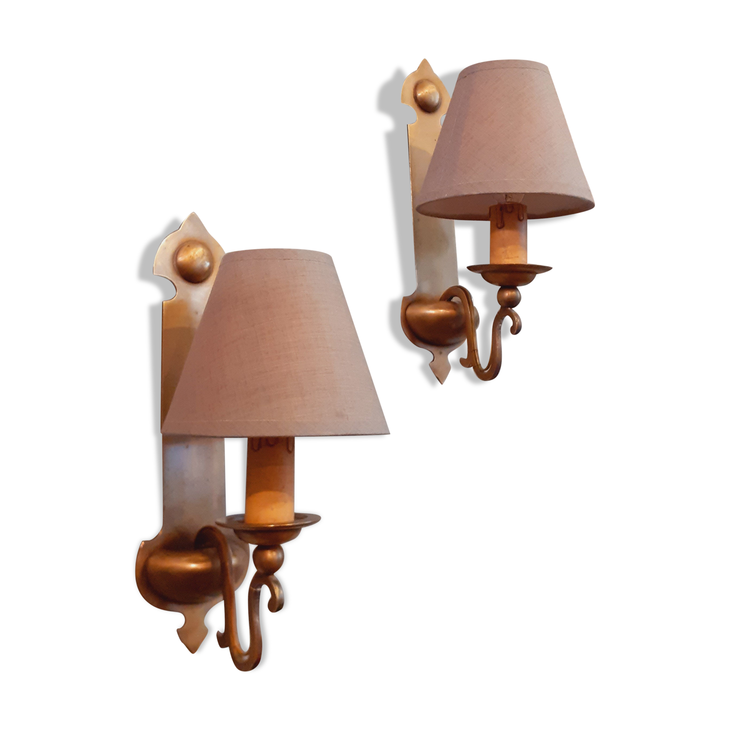 Paire d'appliques vintage en bronze années 40 style néo-classique