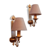 Pair of vintage bronze wall lamp 40s neo-classical style