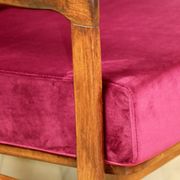 Wooden vintage brown armchair, burgundy raspberry, design by Z. Bączyk - 2 pieces available