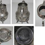 Old teapot "Le Cheval" and milk pot (SBA Fez) in silver metal