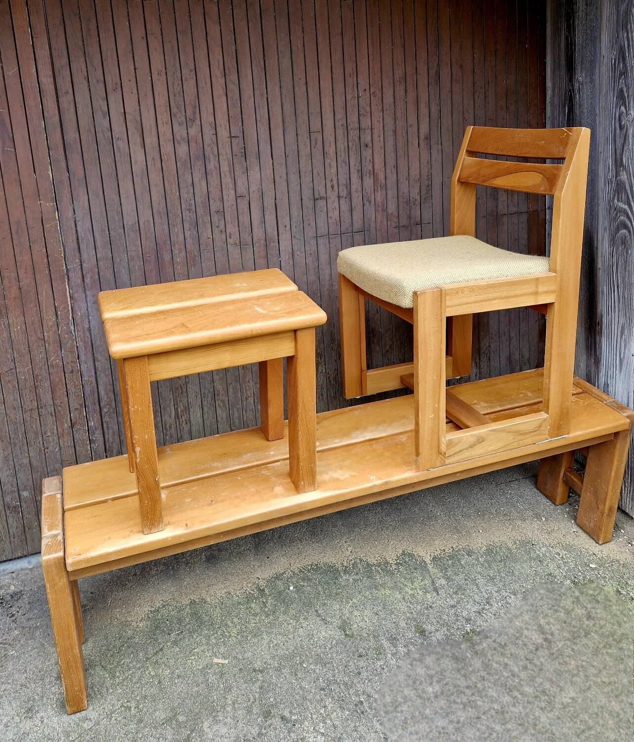 Maison regain set of 3 pieces in solid elm from the 70s and 80s.