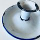 Antique candle holder in white and blue enamelled metal
