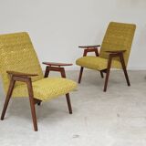 Paire de fauteuils Jaune par Jaroslav Smidek pour Ton (Thonet) Expo 58