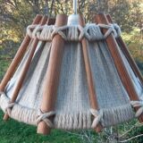 Vintage wood and wool pendant lamp
