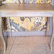Rectangular coffee table in solid wood, painted and patinated with gold, 1950s