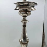Pair of silver-plated bronze candlesticks in the Empire style, early 19th century, height 70 cm