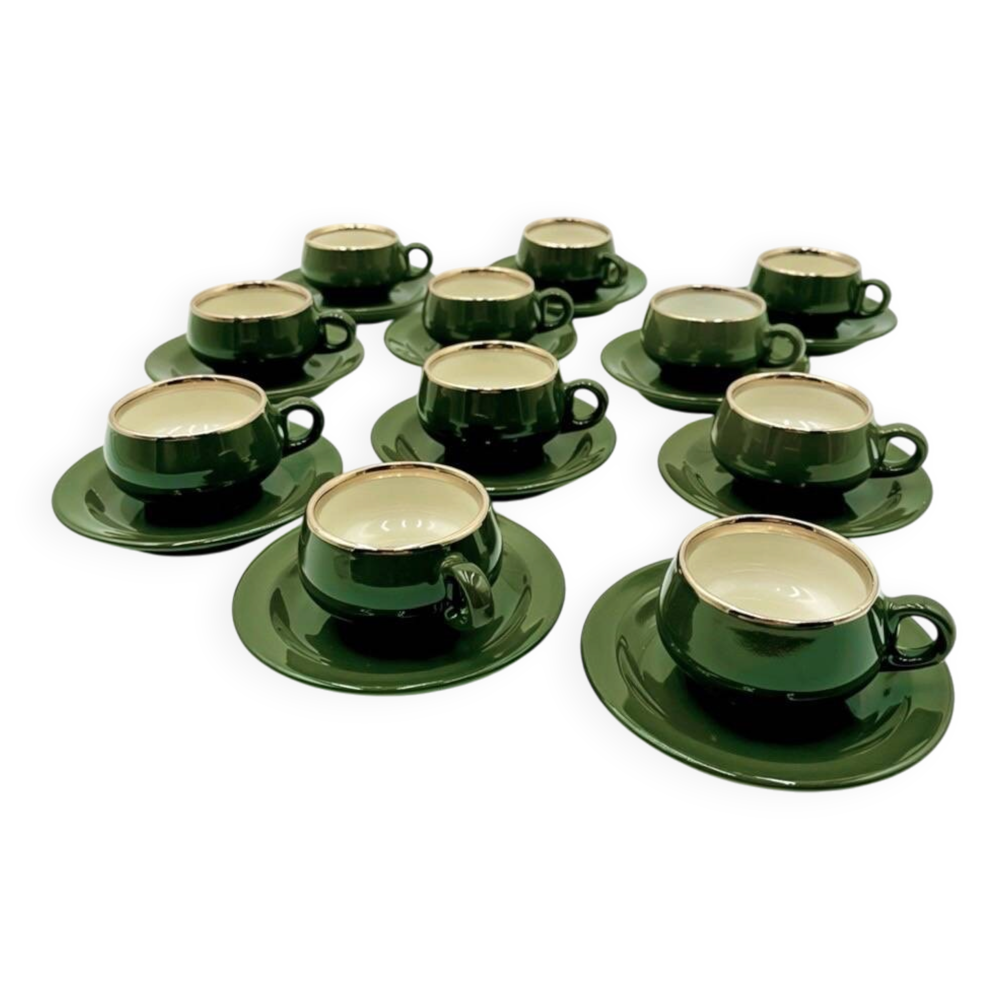 Tasses à expresso vert empire filet or Helvetia express