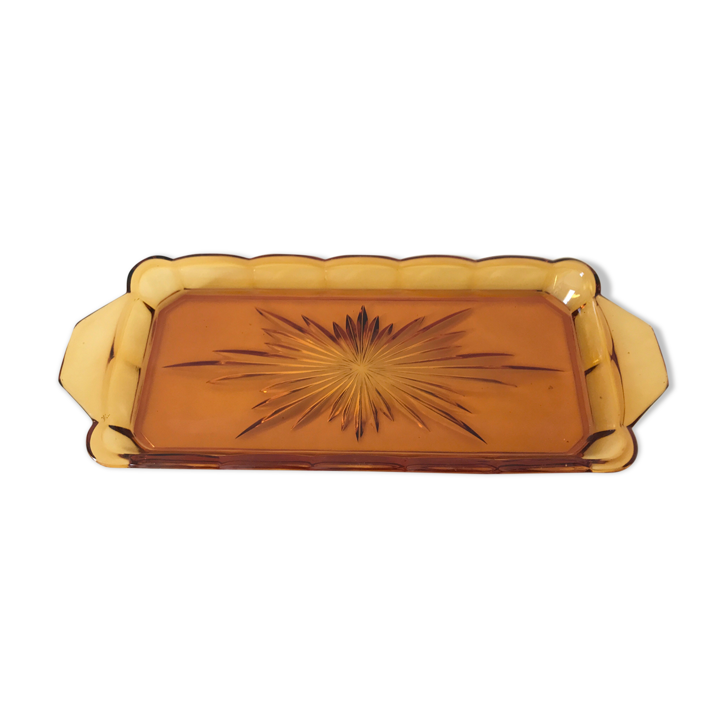 Plat à gâteau cake en verre jaune