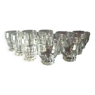 12 vintage white glasses