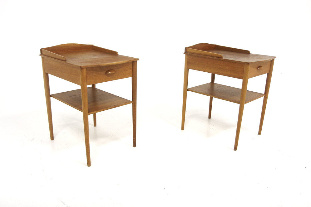 Set de 2 tables de chevet en chêne, Erik Andersson, Suède, 1960