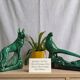 Set of green Art Deco ceramics - Large Pheasant & Shepherd Dog Vinta