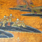 Tables imbriquées japonaises incrustées de Shibayama en noyer burr