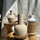 Artisanal terracotta vase painted white with double handles H:16 D:20