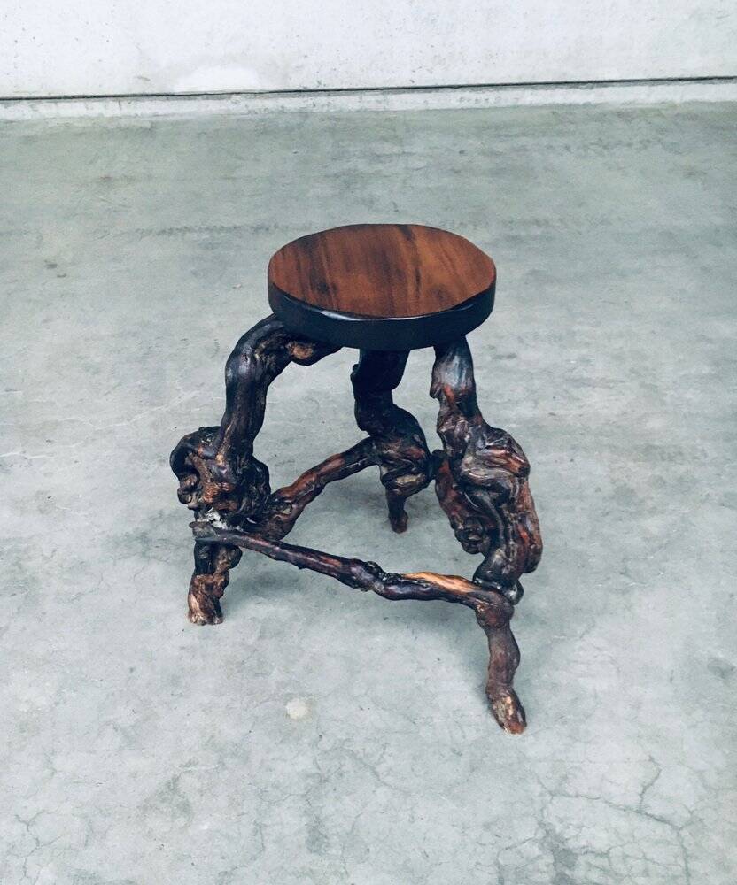 Handmade Vinewood and Oak Bar Stool, 1950s