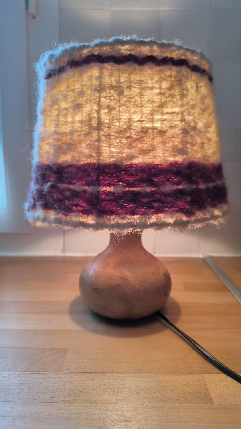 1950s burl wood table lamp