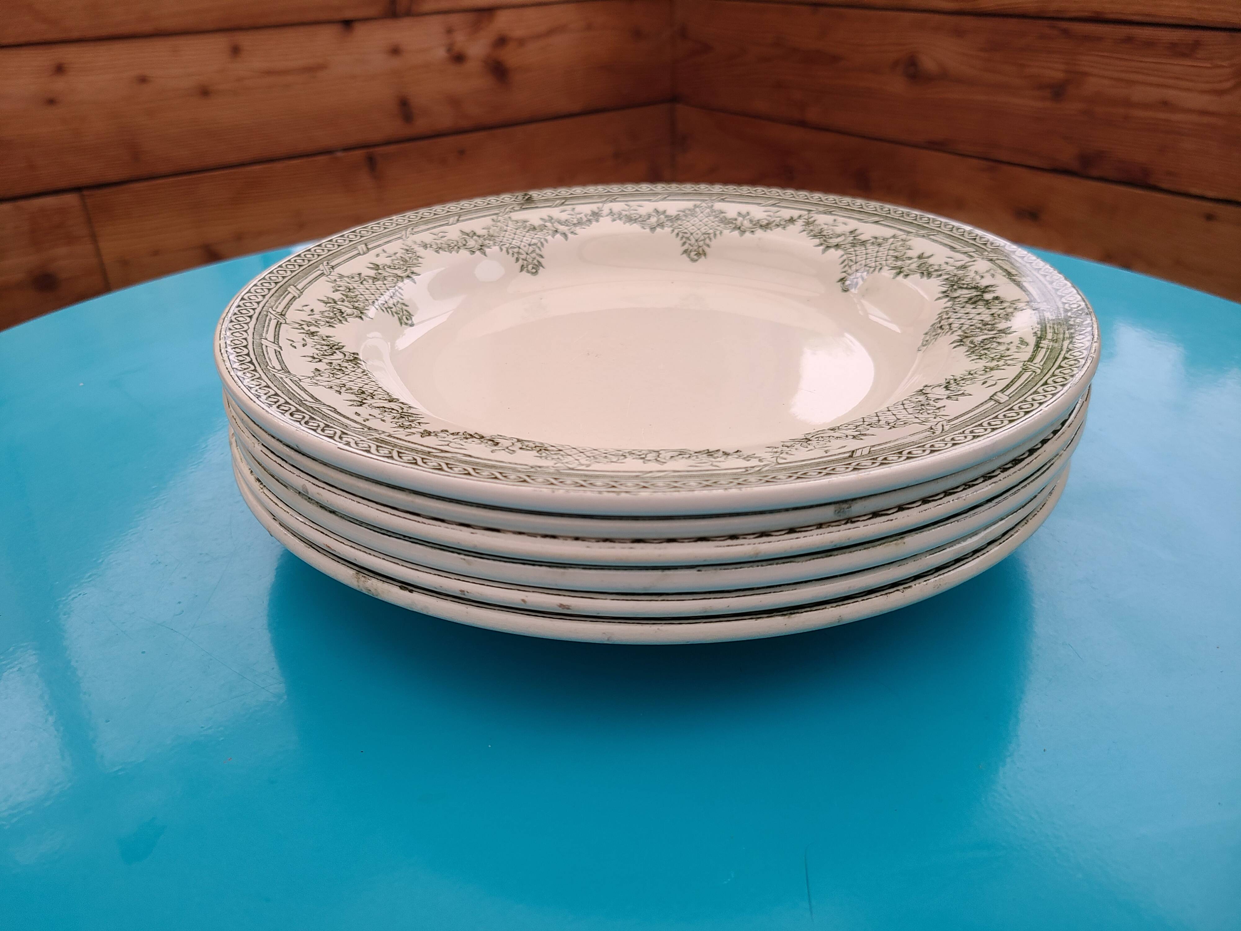 6 dinner plates Léon Graves Clairefontaine Model Antoinette Terre de Fer