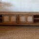 TV sideboard in raw solid oak and caning