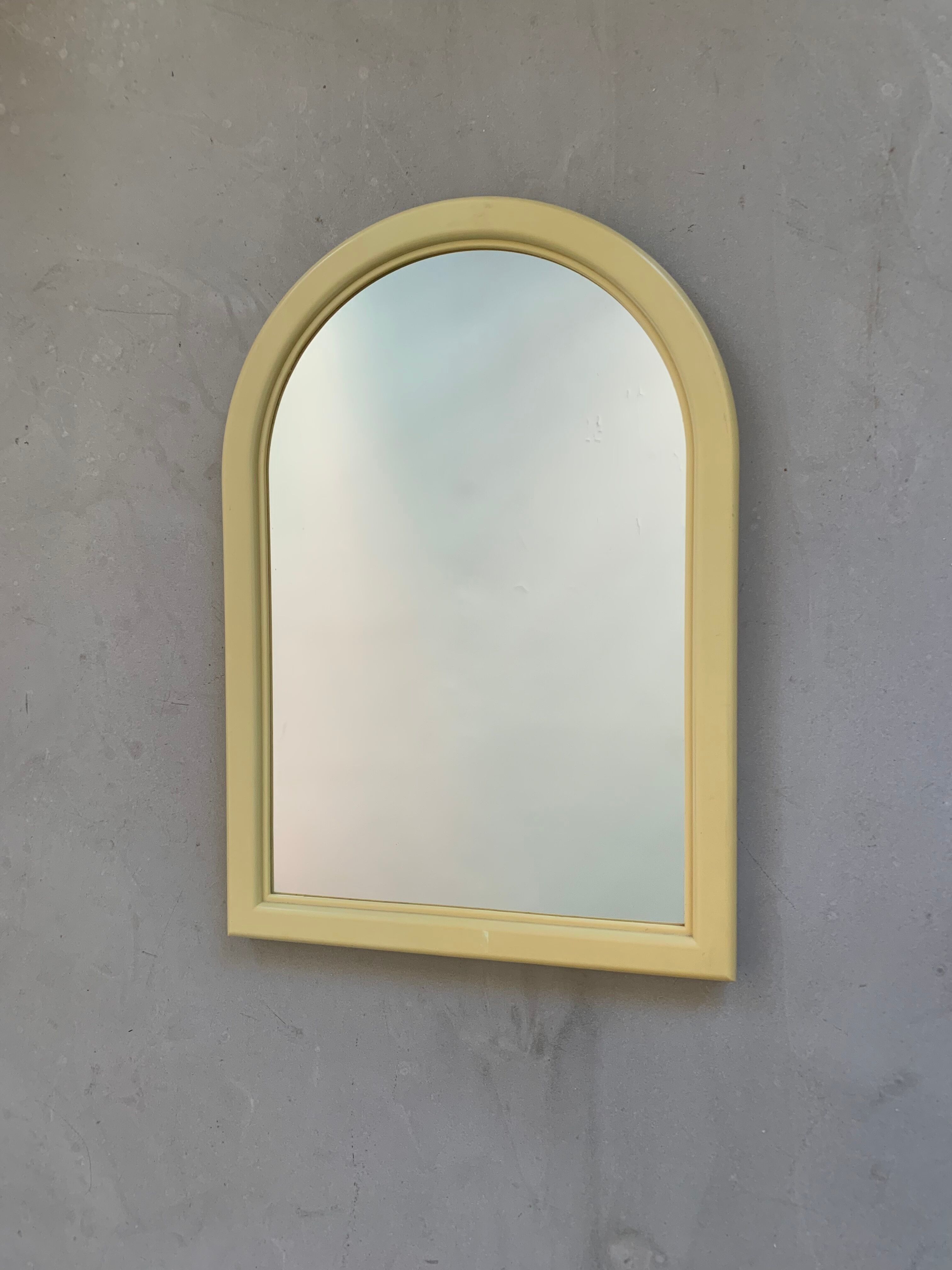 Miroir arche jaune vintage, 50x35 cm