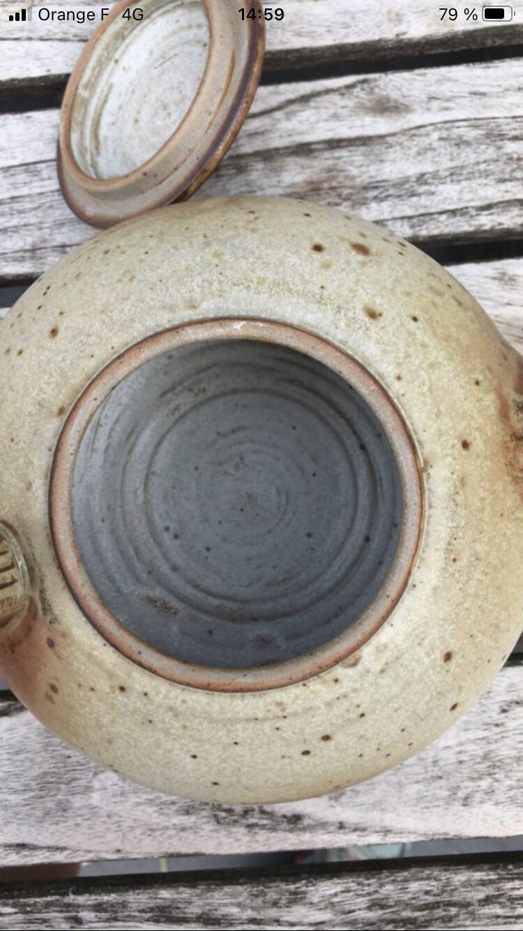 Signed artisan sandstone teapot