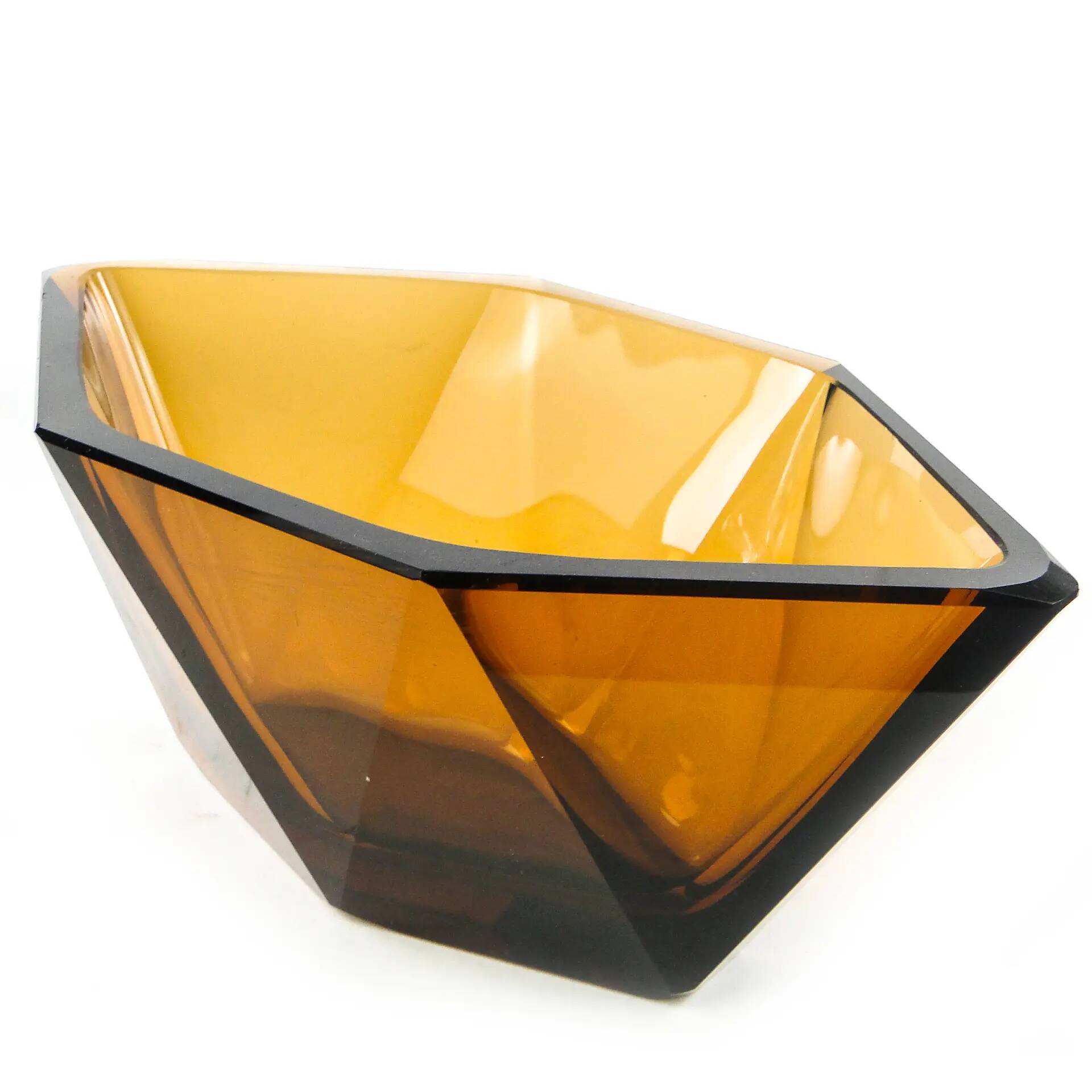 Art Deco jardiniere, crystal, Moser, Czechoslovakia, 1930s
