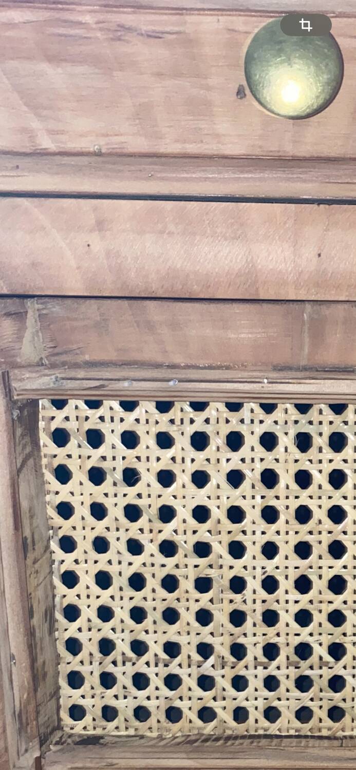 Pair of solid wood cane bedside or nightstands