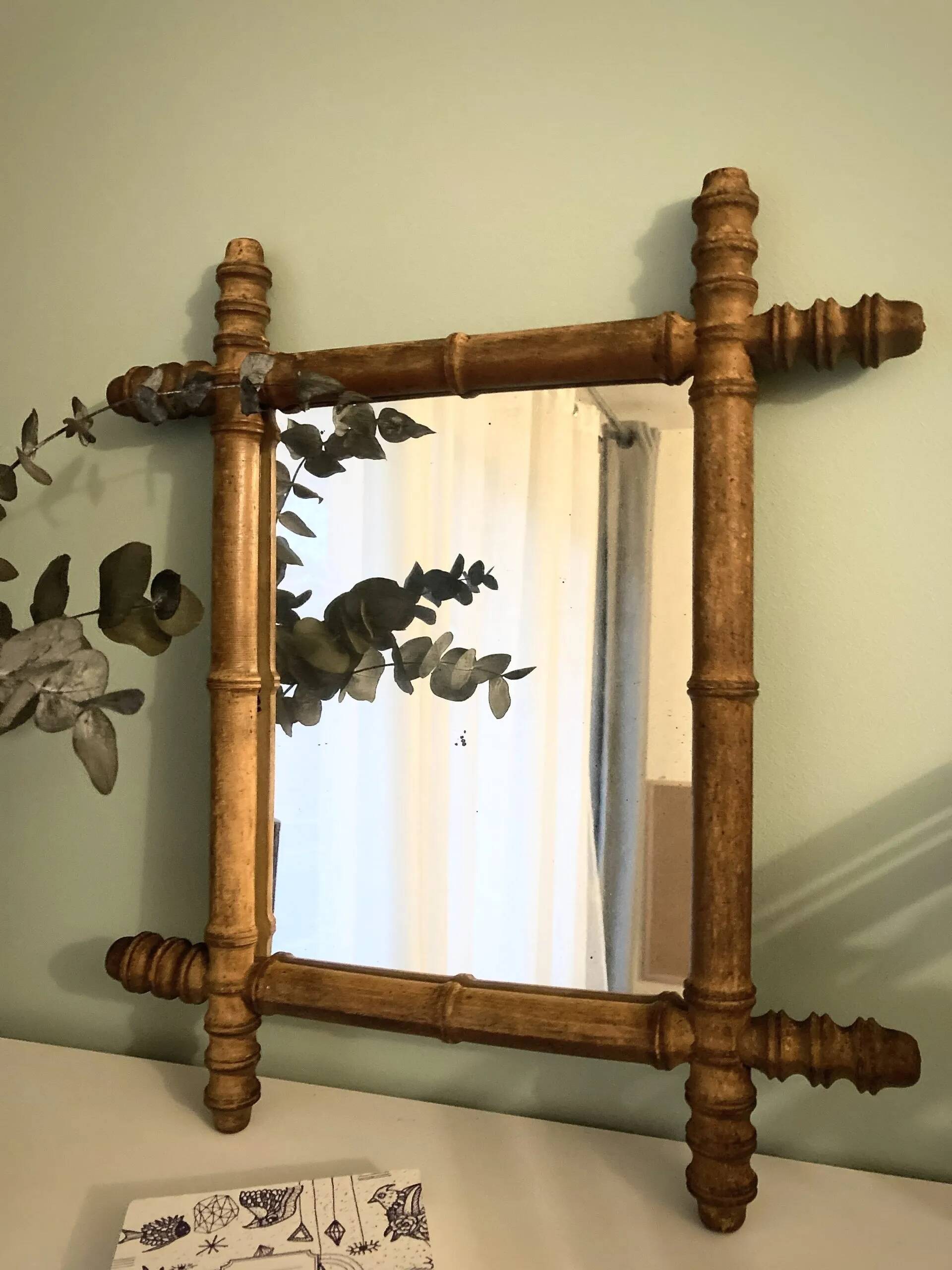 Bamboo wood mirror from the early 20th century.