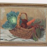 Original Swedish Oil on Canvas “Vegetable Basket” – G Wald Vintage