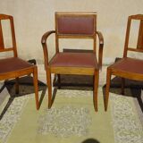 Art Deco bridge chair and 2 matching chairs