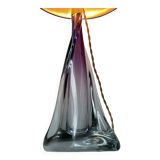 Large Purple Crystal Table Lamp, Signed by Vannes Le Chatel, France
