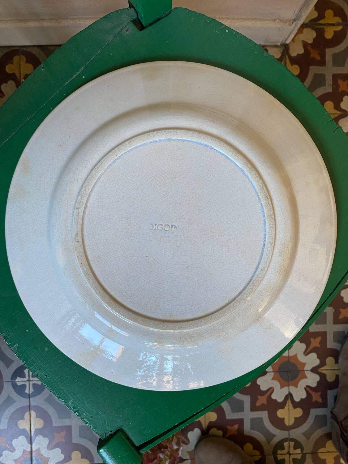 Large round Digoin dish.
