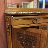 Art Deco solid wood sideboard with mirror and marble top