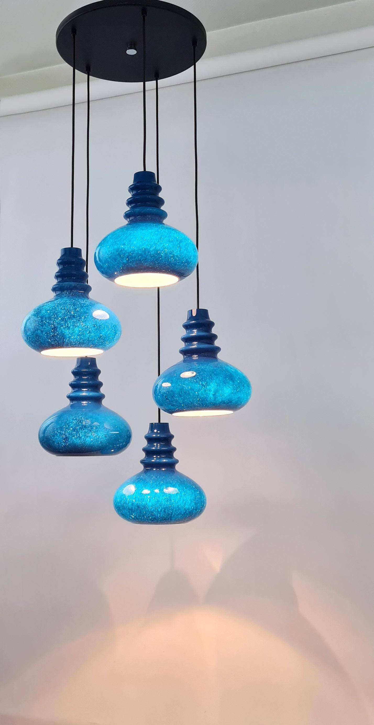 Large cascading glass chandelier design by Peill Putzler, Germany, 1970s.