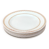 Années 1950 6 assiettes à Fromage / Dessert Faïence décor frise or