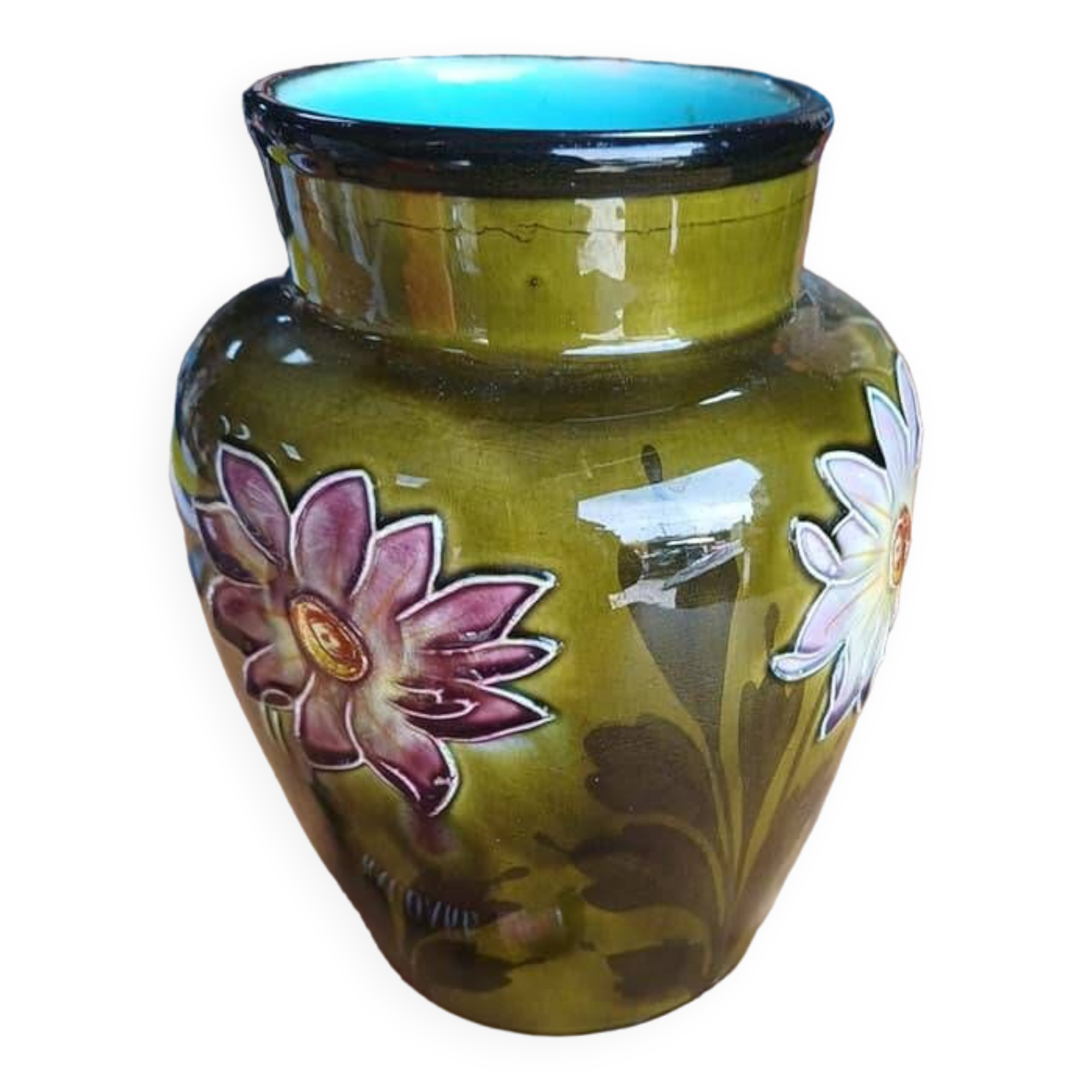 Art Nouveau floral slip vase