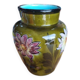 Vase barbotine fleuri art nouveau