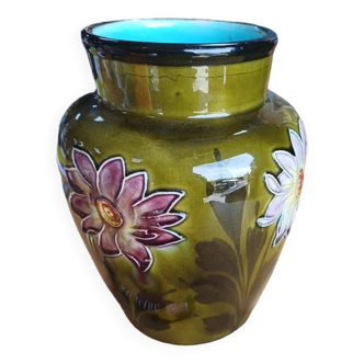 Art Nouveau floral slip vase