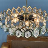 1960s Faceted Glass Chandelier by Jaroslav Bejvl for Kamenicky Senov