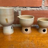 Antique niderviller lauze set pitchers + sugar pot vintage beige stoneware #