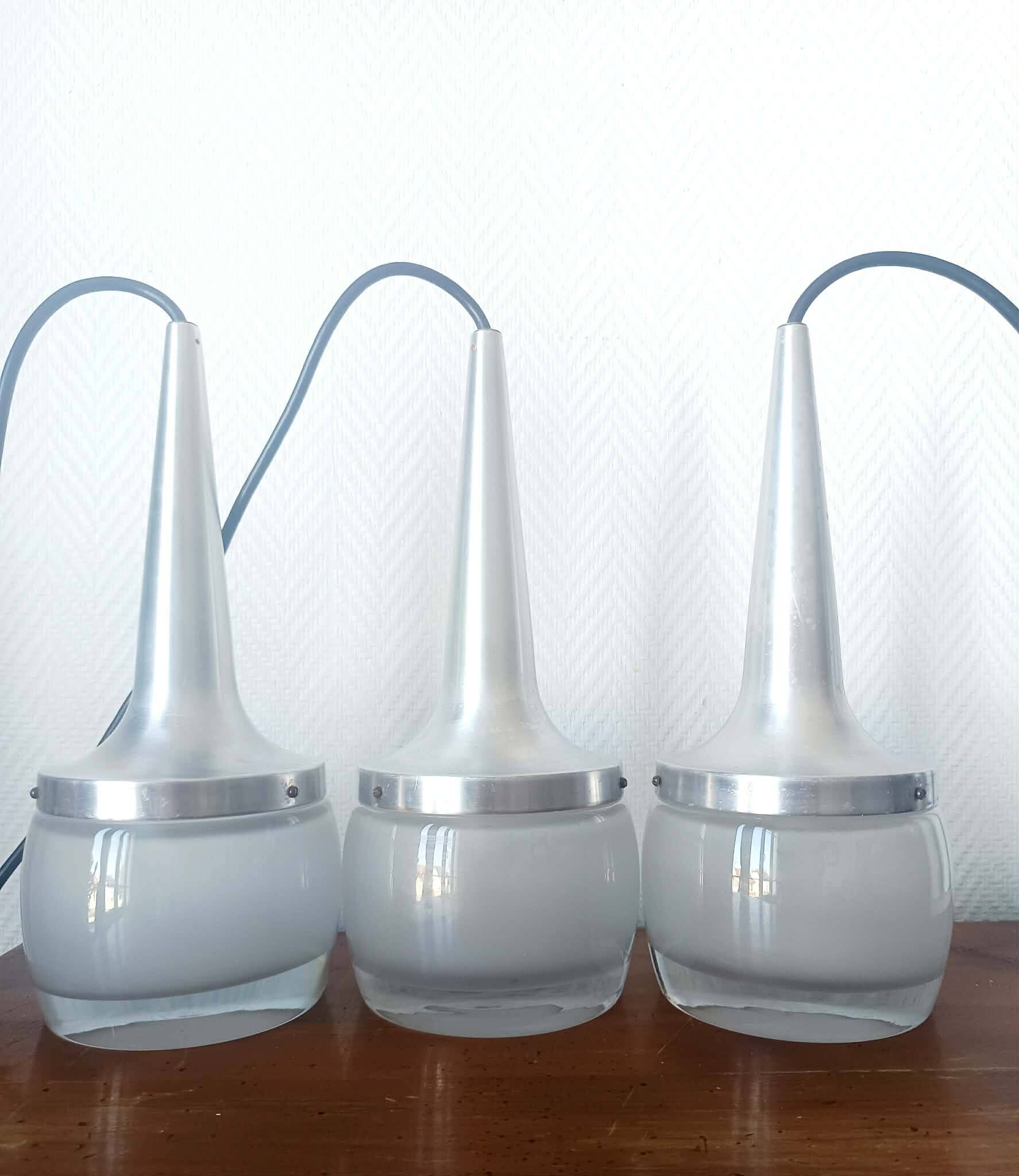 Trois suspensions space age Staff Leuchten 1970