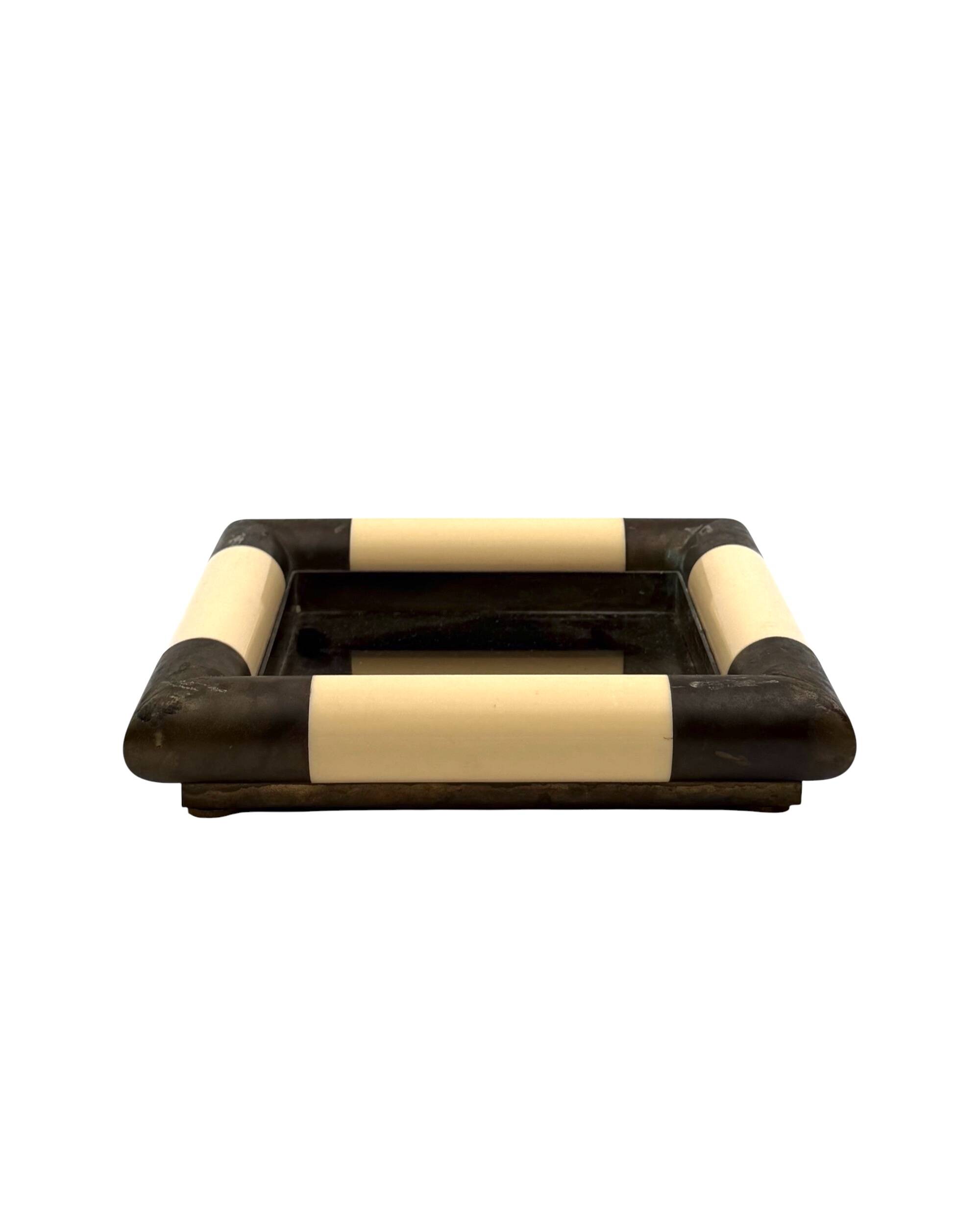 Tommaso Barbi, mid-century mirrored brass vide poche, Italy 1970